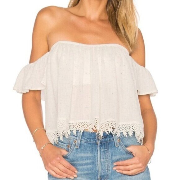 Tularosa Tops - Tularosa Revolve Amelia Top Crop Off The Shoulder Blouse Boho chic Size Small